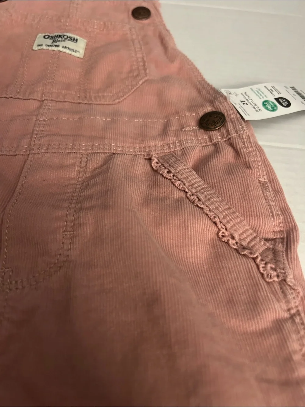 NWT OshKosh B'gosh Pink Corduroy Overalls for girls 2T
